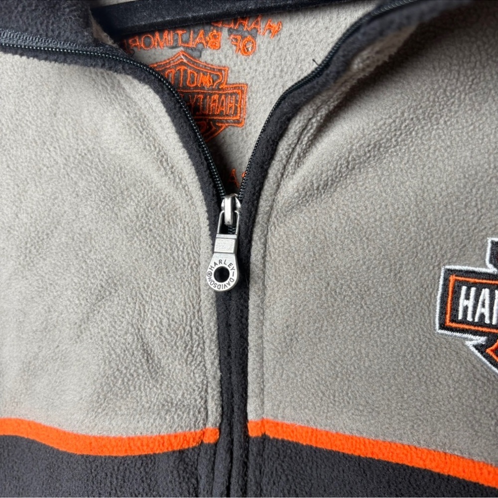 Harley-Davidson 3XL Quarter Zip Fleece Jacket Grey/Black/Orange Baltimore MD - Picture 3 of 7